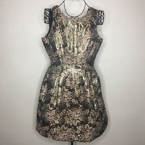 Soieblu metallic floral sleeveless a-line dress
